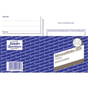 2824 Adressaufkleber/Paketaufkleber, DIN A6, selbstklebend, 100 Blatt, weiß