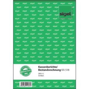Kassenberichte/Bestandsrechnung - A5, 50 Blatt