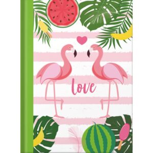 Notizbuch Flamingo grün - A5, Pünktchenlineatur, 96 Blatt