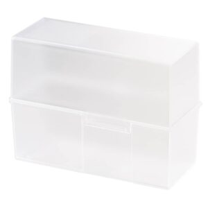 Karteibox DIN A5 quer, max 500 Karten mit Stahlscharnier, transluzent-klar