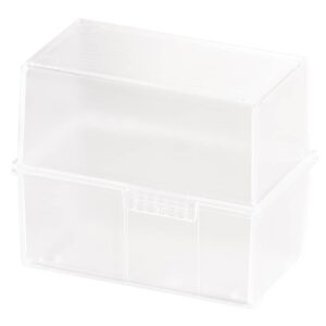 Karteibox DIN A6 quer - für 400 Karten mit Stahlscharnier, transparent