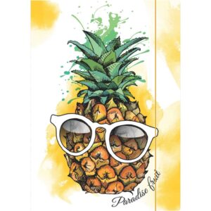 Zeichenmappe "Ananas"- A4, Karton, mit Gummizugverschluss