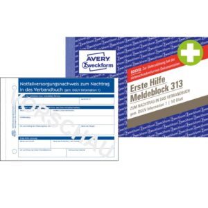 313 Meldeblock Erste Hilfe - A6 quer, 50 Blatt
