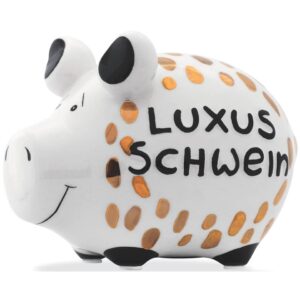 Spardose Schwein "Luxusschwein" - Keramik, Gold-Edition, klein