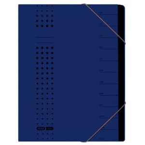 Ordnungsmappe chic - 12 Fächer, A4, Karton (RC), 450 g/qm, dunkelblau