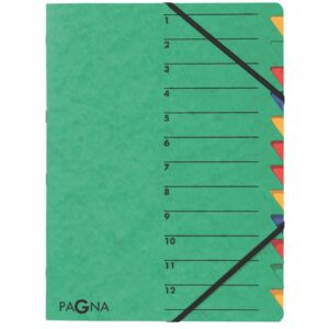 Ordnungsmappe EASY - 12 Fächer, A4, Pressspan, 265 g/qm, grün