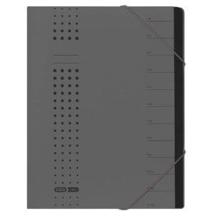 Ordnungsmappe chic - 12 Fächer, A4, Karton (RC), 450 g/qm, anthrazit
