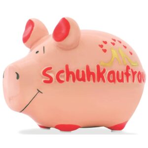Spardose Schwein "Schuhkaufrausch" - Keramik, klein