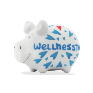 Spardose Schwein "Wellnesstag" - Keramik, klein