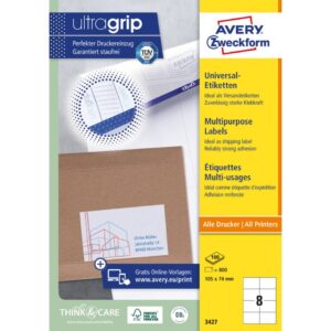 3427 Universal-Etiketten ultragrip - 105 x 74 mm, weiß, 800 Etiketten, permanet