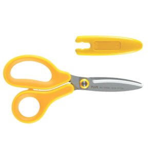 Kinderschere Fitcut Curve - 14,5 cm, gelb, rund, inkl. Klingenschutz und Namenssticker