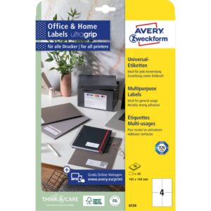 6124 Universal-Etiketten ultragrip - 105 x 148 mm, weiß, 40 Etiketten, permanent