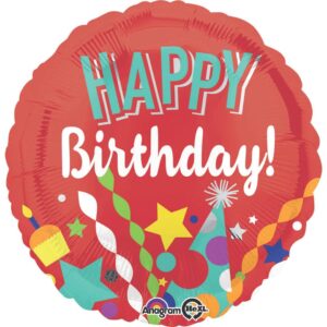 Folienballon Happy Birthday - Ø 43 cm