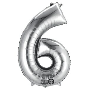 Folienballon Zahl 6 - silber