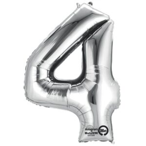 Folienballon Zahl 4 - silber