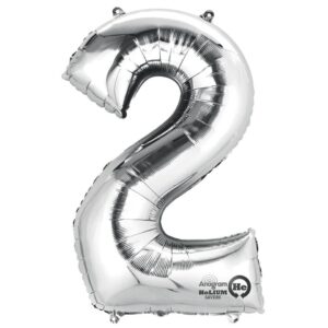 Folienballon Zahl 2 - silber