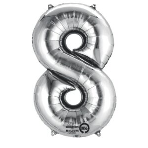 Folienballon Zahl 8 - silber