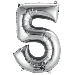 Folienballon Zahl 5 - silber