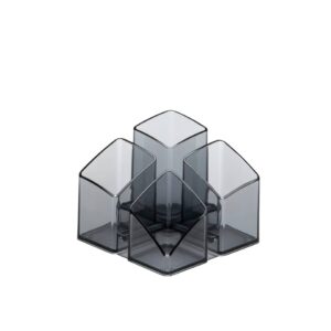 Schreibtisch-Köcher SCALA - 4 Fächern, transparent-grau