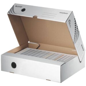 6134 Archivbox easyboxx - A4, 80 mm, Wellpappe (RC), breite Öffnung, Klappdeckel, weiß