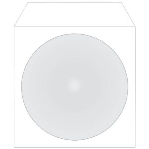 Papiertaschen für 1 Disc, mit Lasche und Sichtfenster, weiß, 50er Pack