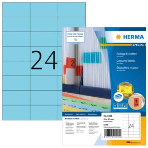 4408 Universaletiketten SuperPrint - 70 x 37 mm, blau, matt, 2400 Stück