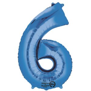 Folienballon XXL Zahl 6 - blau