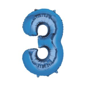 Folienballon XXL Zahl 3 - blau