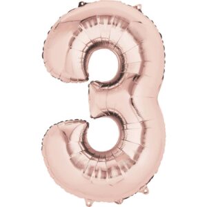Folienballon XXL Zahl 3 - rose gold