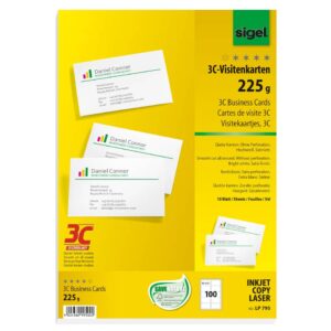 Visitenkarten, 3C, glatter Schnitt rundum, 225 g/qm, hochweiß, 100 Stück