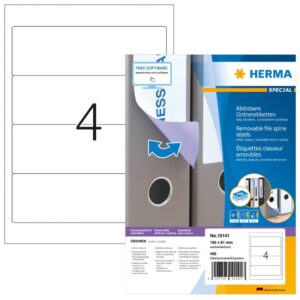 10141 Ordneretiketten A4 weiß 192x61 mm Movables/ablösbar, 400 Stück