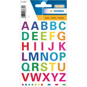 3664 Schmucketikett MAGIC Buchstaben - 40 Stück, bunt, gittery