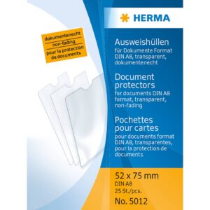 5012 Ausweishüllen - 52x75 mm für Format DIN A8, geprägt, dokumentenecht