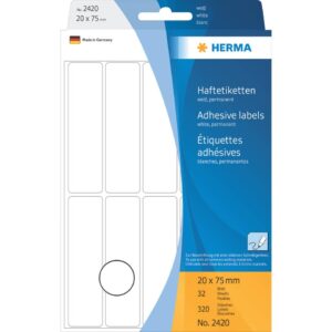 2420 Vielzwecketiketten - weiß, 20x75 mm, matt, 320 Stück