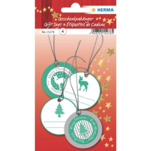 Geschenkanhänger Weihnachten - 3D, Ø 5 cm, 4 Stück, grün silber
