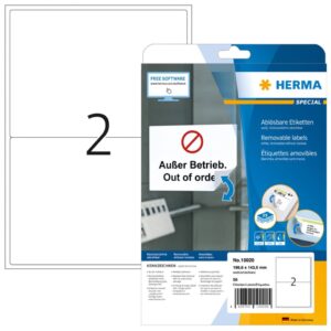 10020 Etiketten A4 weiß 199,6x143,5 mm Movables/ablösbar Papier matt 50 St.