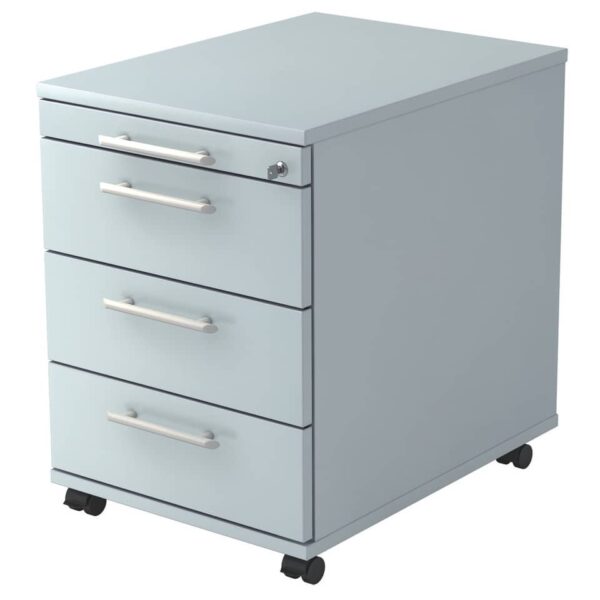 Hammerbacher Rollcontainer SOLID - 42,8 x 59 x 58 cm, 3 Schübe, Relinggriff, Grau