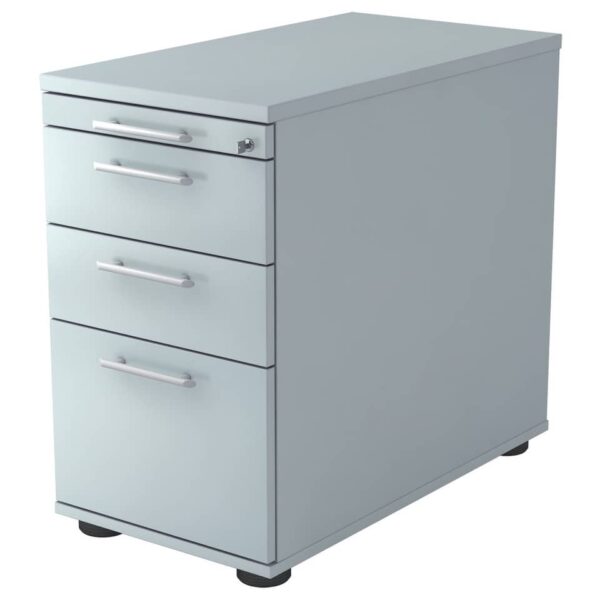Hammerbacher Standcontainer - 42,8 x 76 x 80 cm, 2 Schübe, Hängeregistratur, Relinggriff, Grau
