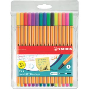 Fineliner point 88® Etui - 15er Pack - mit 15 verschiedenen Farben inklusive 5 Neonfarben