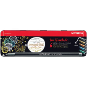 Premium-Filzstift - Pen 68 metallic - 6er Metalletui - 2x silber, je 1x gold, kupfer, metallic blau, metallic grün