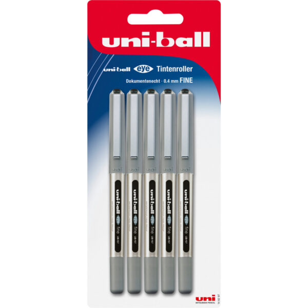 Tintenroller eye fine UB-157 - 0,4 mm, schwarz (dokumentenecht), 5er Blisterpack
