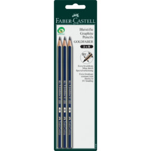 Bleistift DESSIN® - B, 3er Blisterkarte, blau-silber-gestreift