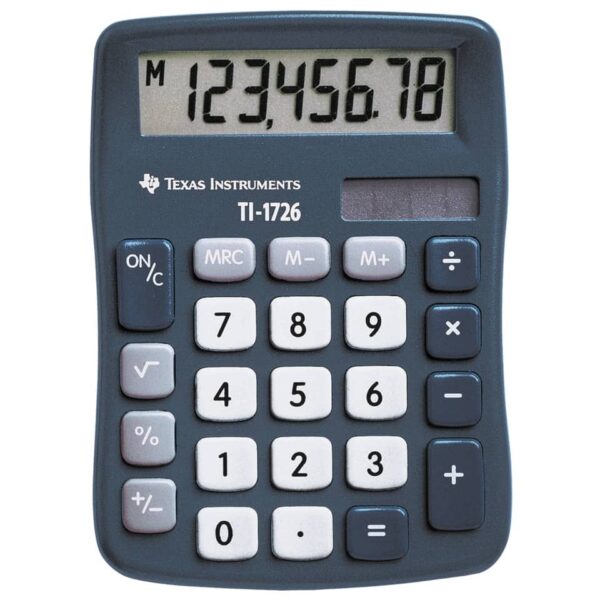 Mini-Tischrechner TI-1726, Solar- und Batteriebetrieb, 83 x 114 x 20 mm