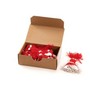 6919 Hängeetiketten - 10x22 mm, mit rotem Faden, 1000 Stück