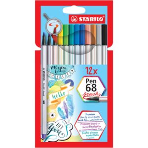 Premium-Filzstift mit Pinselspitze für variable Strichstärken - Pen 68 brush - 12er Pack - mit 12 verschiedenen Farben