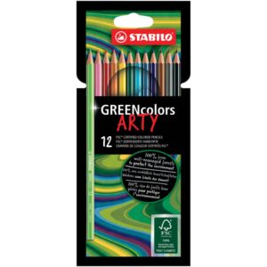 Umweltfreundlicher Buntstift - GREENcolors - ARTY - 12er Pack - mit 12 verschiedenen Farben