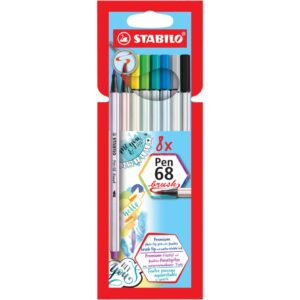 Premium-Filzstift mit Pinselspitze für variable Strichstärken - Pen 68 brush - 8er Pack - mit 8 verschiedenen Farben