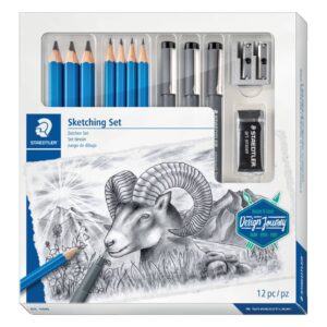 Schreibgeräteset Sketching Set - Bleistift/Pigmentliner, blau/grau