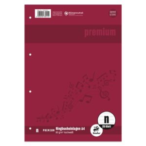 Ringbucheinlage PREMIUM Notenlineatur - A4, 90 g/qm, 20 Blatt