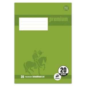 Schulblock PREMIUM LIN 20 - A4, 50 Blatt, 90 g/qm, blanko